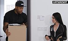 bbc delivery guy drills tight shaved teen pussy till facial