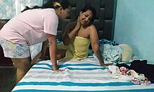 stepmom caught sniffing my undies while rubbing tits, i make her eat shaved pussy