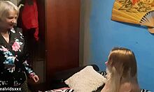 a busty granny seduces curvy neighbor girl into wet lesbian licking