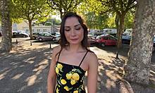 elle sneaks under desk for club waitress job... oops first time fun