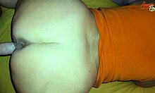 russian stepmom's big ass and long nails give taboo footjob handjob ending in cumshot