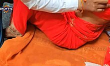 Desi bhabhi in red saree, tight pussy takes hard pounding from devar at ranch?