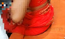 Desi bhabhi in red saree, tight pussy takes hard pounding from devar at ranch?