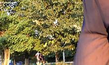 yo check out this hairy mature dude rocking transparent gear outdoors flashing his chubby beaver