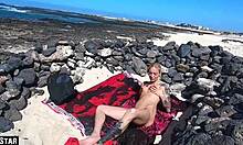 skinny german blonde bent over doggystyle creampied rough on fuerteventura beach