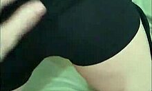 skinny rich babe fucks after gym in black shorts and stockings doggystyle