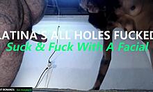 Skinny Latina Fills All Holes: Sucking Cock, Bent Over Anal, Cowgirl Pussy Ride Ends in Facial