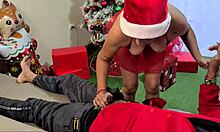 hot latina milf stepmom unwraps stepson's cock for bedroom taboo christmas fuck