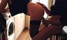 morning wood hits i whip out cock behind stepmom-in-law at cafe for doggystyle