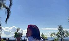 this curvy chubby ebony babe lets loose with wild farts poolside in crazy outdoor fun