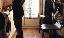 morning wood hits i whip out cock behind stepmom-in-law at cafe for doggystyle