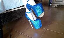 Ankle Boots Tease Above Blue Sky-High Heels