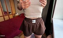 intriguing close-up of girlfriend's tight fit teasing quick release in her panties