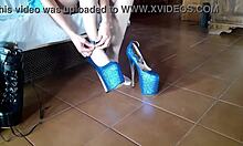 Ankle Boots Tease Above Blue Sky-High Heels