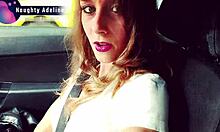 😜 adeline slurps sloppy car bj swallowing naughty cum mouthful!