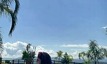 this curvy chubby ebony babe lets loose with wild farts poolside in crazy outdoor fun