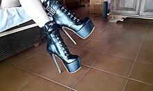 Ankle Boots Tease Above Blue Sky-High Heels