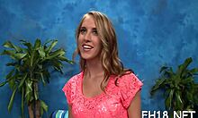 Hot 18 year old girl seduced oiled massaged then fucked hard by older stud