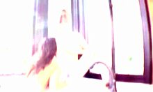 he fucks her shaved twat bent over then pearl necklace facial cumshot