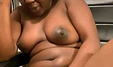 Naughty ebony babe moans loud riding huge dildo in her tight hairy wet pussy solo