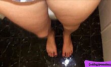 sniffing my soaked panties as i piss and tease on toilet