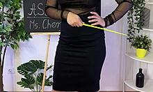 curvy glasses milf spanks see-through lingerie ass in heels stockings