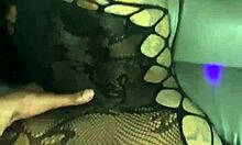 Sloppy ebony BIG BLACK COCK creampies ripped lingerie fishnets bent over riding