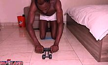 Big Ass Ebony Neighbor Trains Pato on Abdominal Wheels Workout