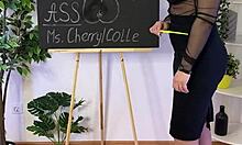 curvy glasses milf spanks see-through lingerie ass in heels stockings