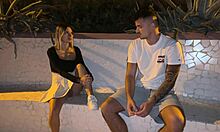 pregnant italian blonde no panties outdoor walk stranger spots bent over doggystyle