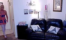 blonde milf housewife perks delivery driver shaved pussy blowjob riding cowgirl