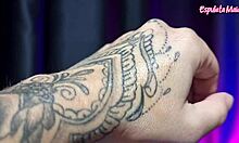 Skinny latina influencer oils her wet body testing erotic lingerie products