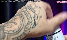 Skinny latina influencer oils her wet body testing erotic lingerie products