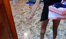 Delivery guy bends me over and creampies my face before husband gets home unprotected