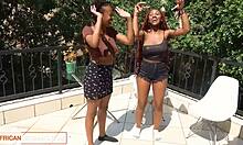 Busty african girlfriends dildo fuck to shaking squirting orgasms together