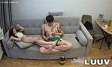 Xaner and grossy chat flirty jokes then flash in bed