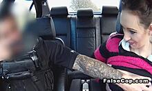 tattooed british babe voyeur fucked pov in police car backseat uniform public outdoor reality 