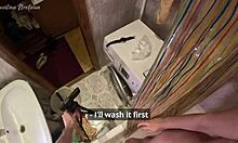 hubby trims my pussy then fucks me hard in shower