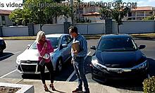 blonde milf housewife perks delivery driver shaved pussy blowjob riding cowgirl