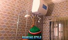 Chubby curvy babe milks breasts while riding monster cock