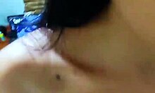 Delivery guy bends me over and creampies my face before husband gets home unprotected