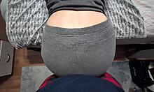 white college slut twerks ass begging for huge cumshot on sweatpants