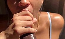 Brunette bombshell slams unfiltered blowjob on huge cock amateur couple action nysdel