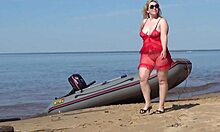 Sexy Milf Flaunts Juicy Big Ass Curves On Beach