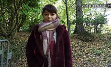 Lovely 18-Year-Old Girl's Outdoor Dildo Casting Bent Over