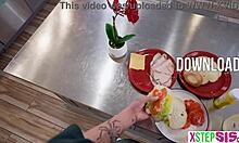 Horny petite stepsister flashes small tits then fucks hard in front of stepbro exhibitionist style