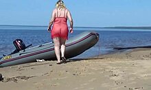 Sexy Milf Flaunts Juicy Big Ass Curves On Beach