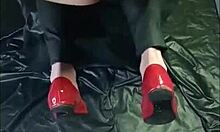 i spill hot cum all over her saggy milf tits... man she looks like a dressed-up slut