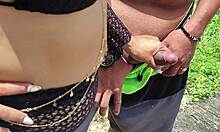 Cheating Wife Sucks Cock Outdoors Before Rough Rimjob Fuck