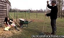 old geezer FACIALIZES cute teen babe outdoors 😈💦